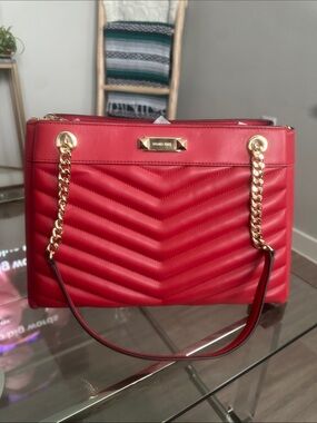 Michael Kors Red Quilted Chain-Strap Shoulder Bag